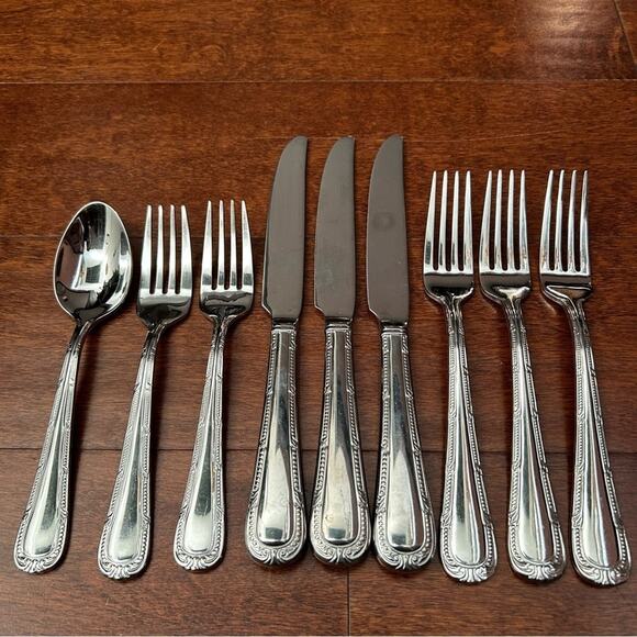 Waterford Russborough Stainless Steel Flatware Silverware Mixed Set, 9 Pieces - Picture 2 of 16